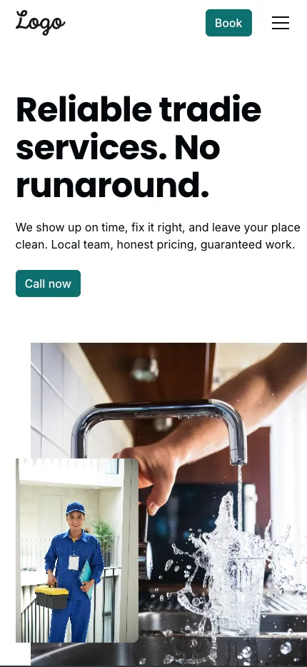 Responsive Webflow website built by Seedwell Co. for a local trades business desktop