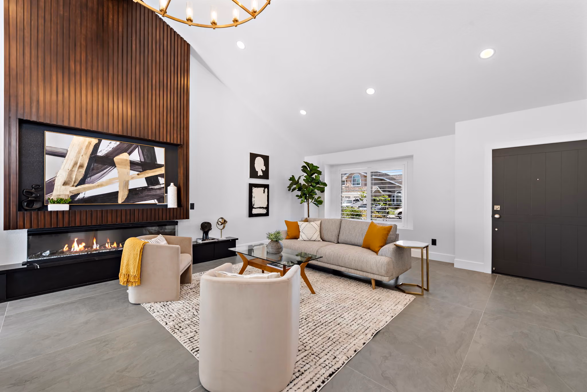 Bayside Residence living space with large windows, clean lines, and easy indoor-outdoor connection.