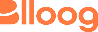 Orange stylized text spelling 'Blloog' with a curved shape over the 'B'.
