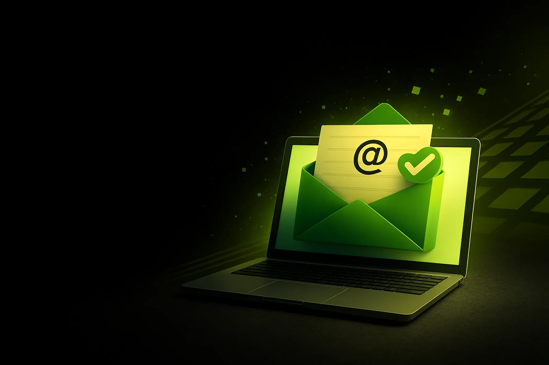 Laptop displaying a verified email message graphic symbolizing clear communication from an ecommerce coach. Visual represents trusted digital outreach and strategy support.