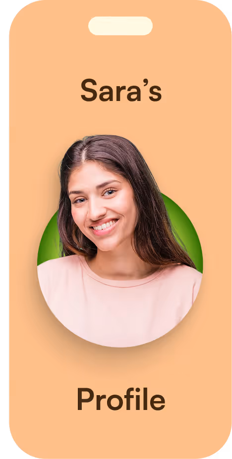 Sara's profile on Frep mobile app