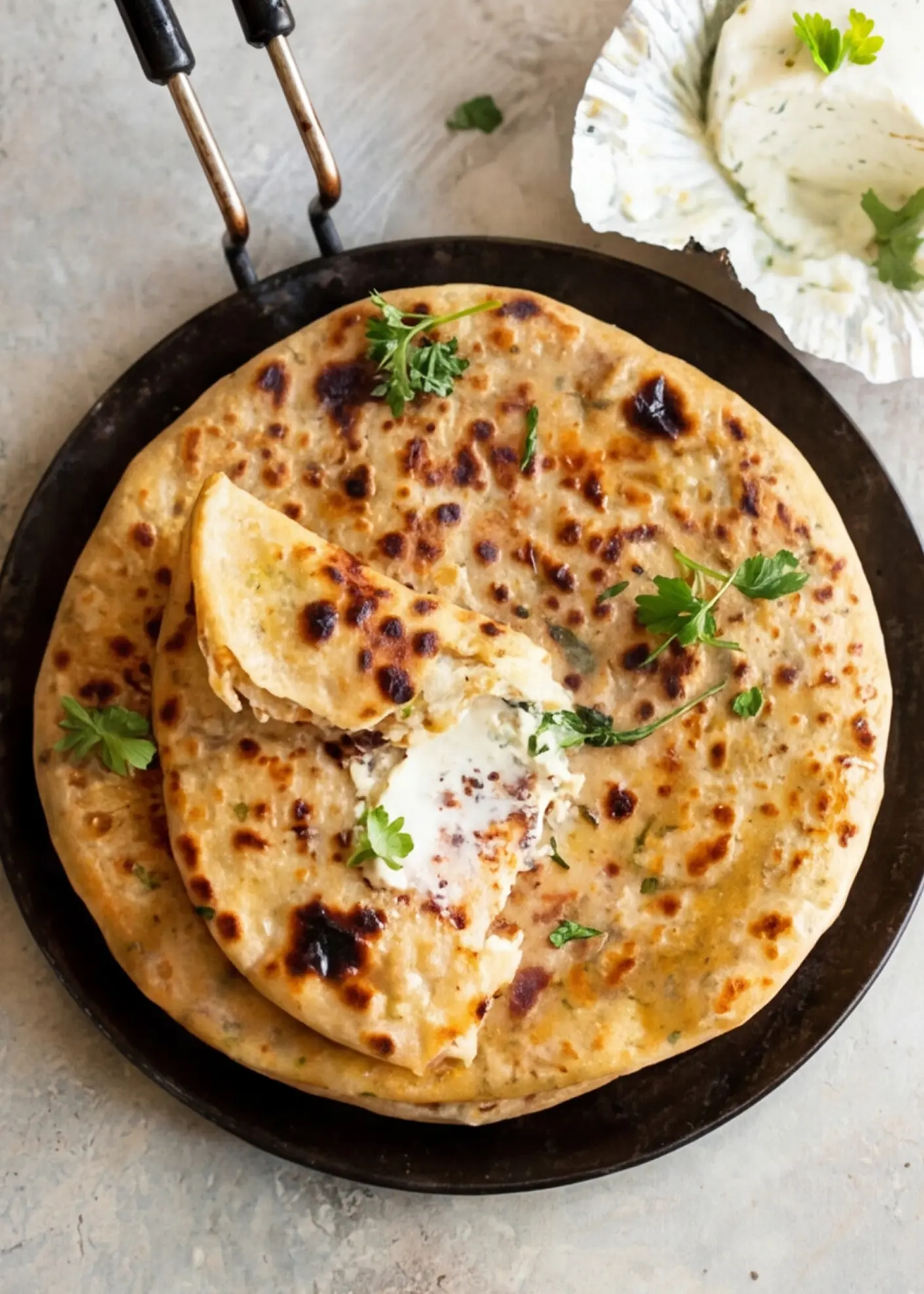Aloo Paratha on a tava