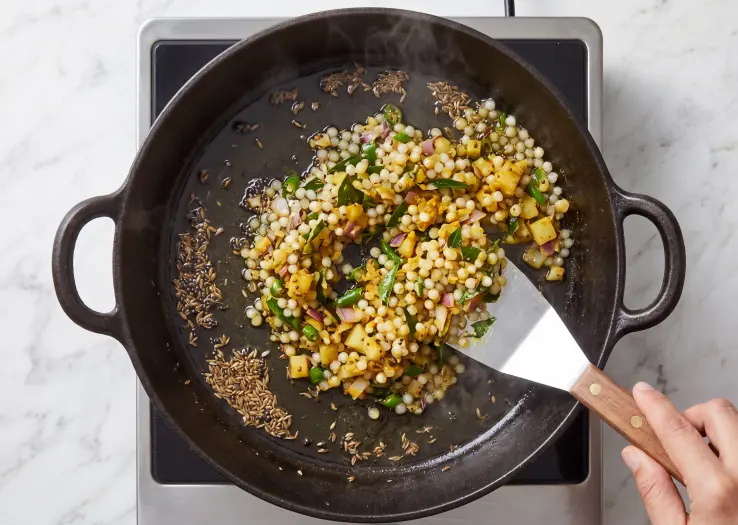 stir drained sabudana