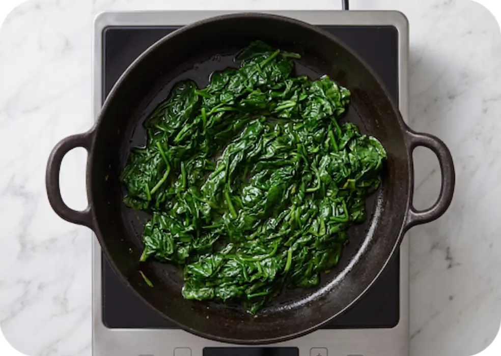 the chopped spinach