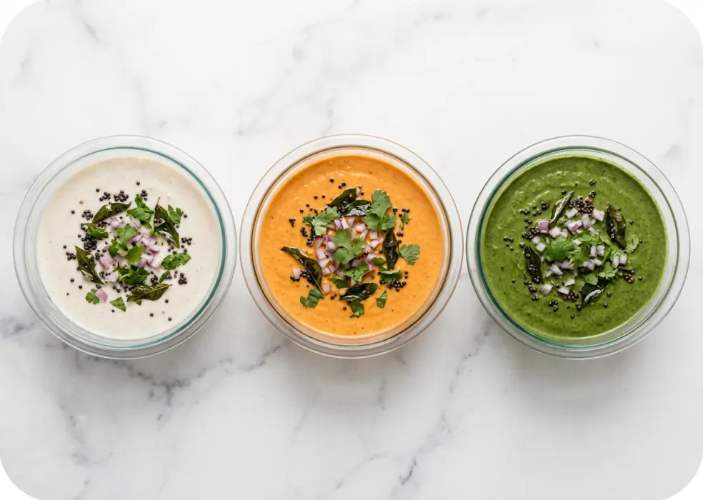 plain dosa batter, carrot batter, and spinach batter.
