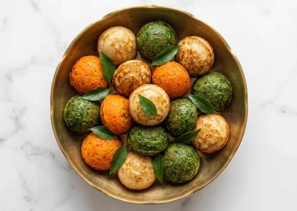 the Paniyarams on a bowl