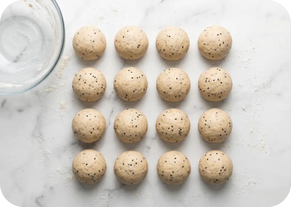 16 equal portions of dough