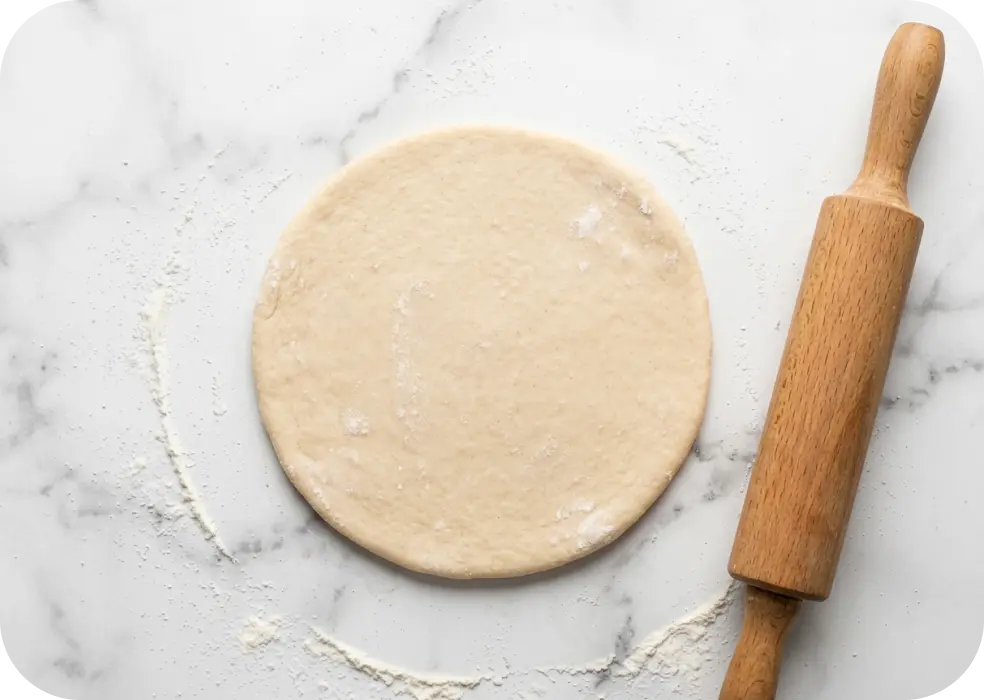 roll a dough into a 5-inch circle