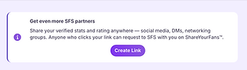 ShareYourFans™ banner prompting creators to generate an SFS invite link