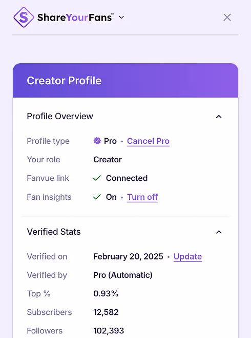 Creator profile screenshot.