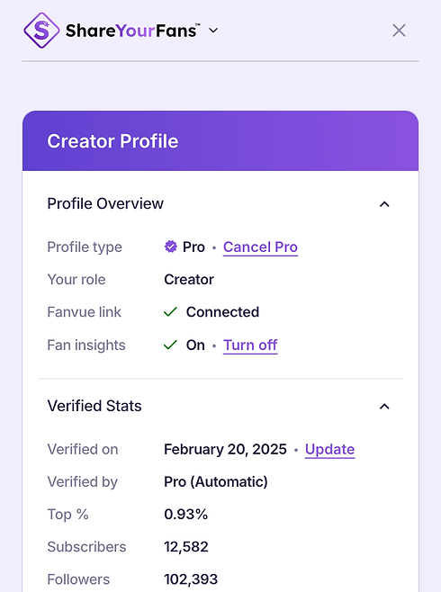 Creator profile screenshot.