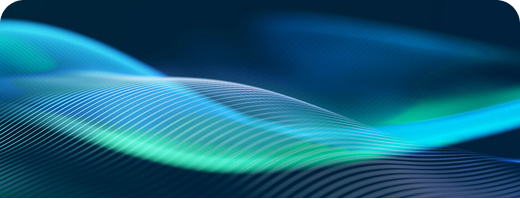 Close-up of computer circuit board with colorful blue, pink, and orange light patterns showing digital data processing