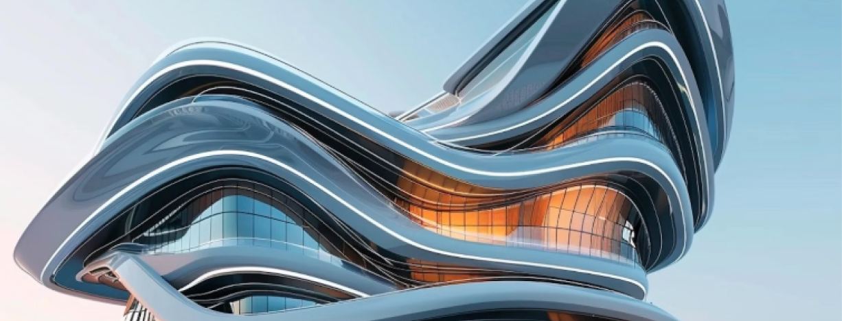 Close-up of computer circuit board with colorful blue, pink, and orange light patterns showing digital data processing