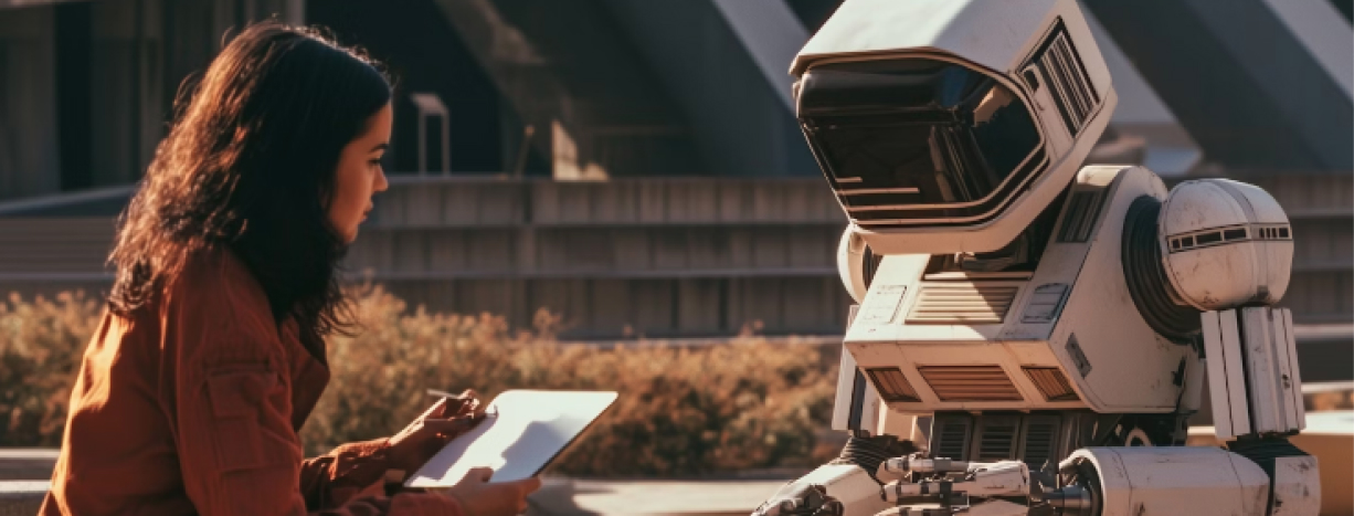 Close-up of computer circuit board with colorful blue, pink, and orange light patterns showing digital data processing