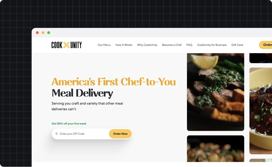 Cook Unity Website Screen