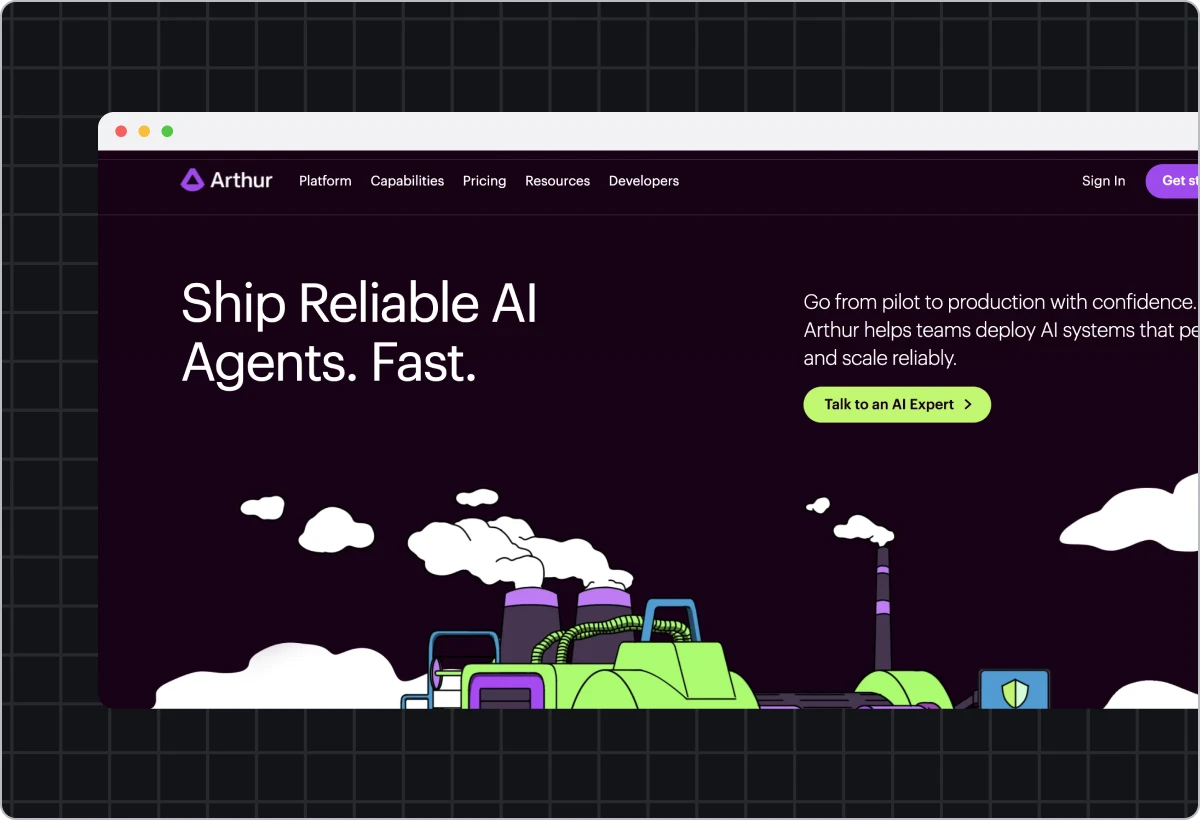Arthur's website screen