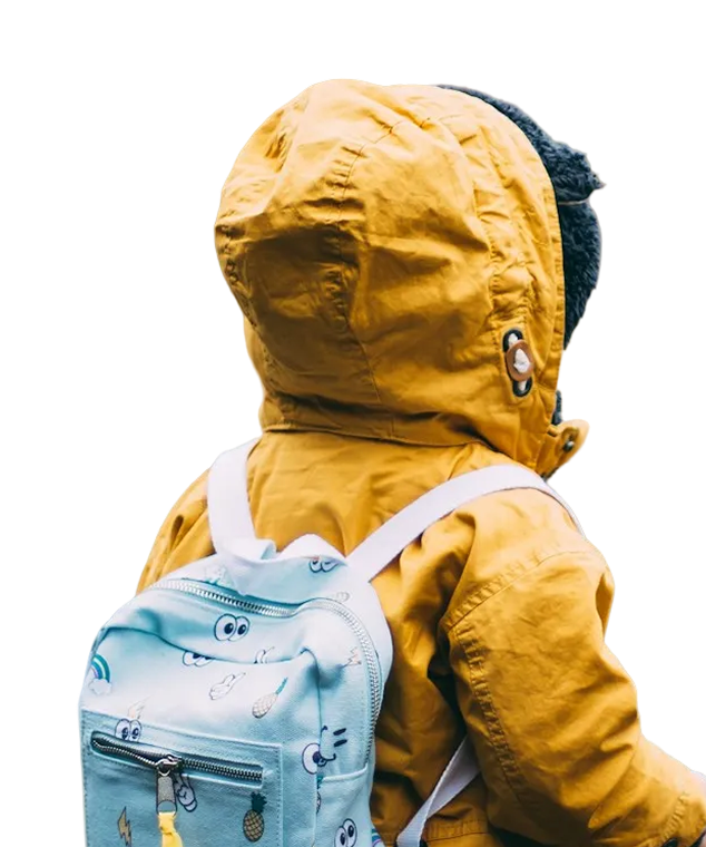 Back view of a boy standing