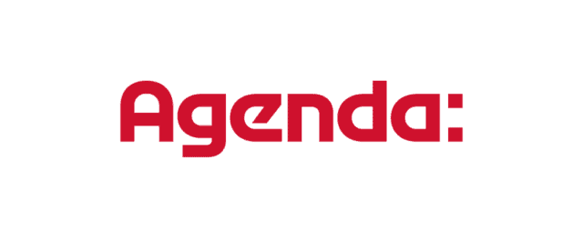 Red text reading 'Agenda:' on a white background.