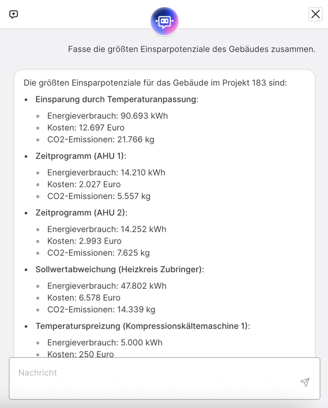 Einsatz generative KI zur Ermittlung von Einsparpotenzialen im Gebäudeportfolio.