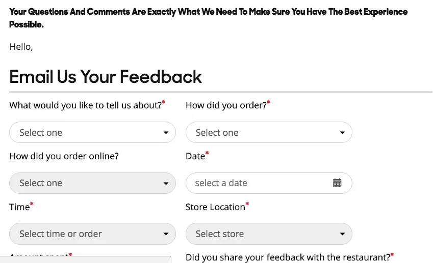 contact form with multiple fields