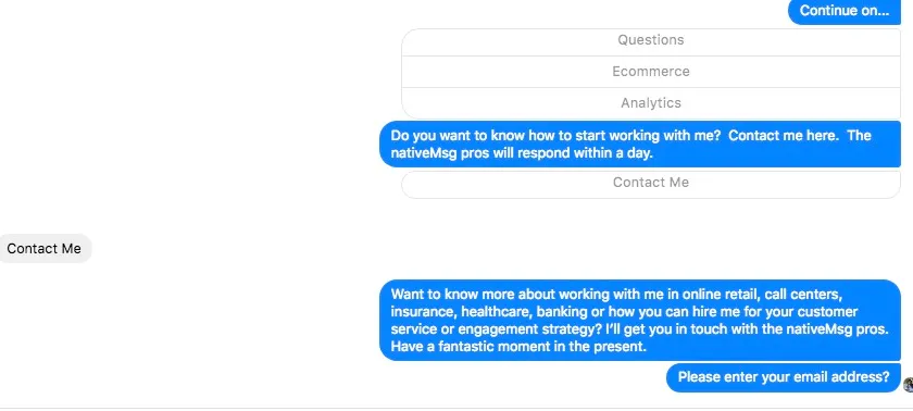 Facebook Messenger conversational nativeMSg