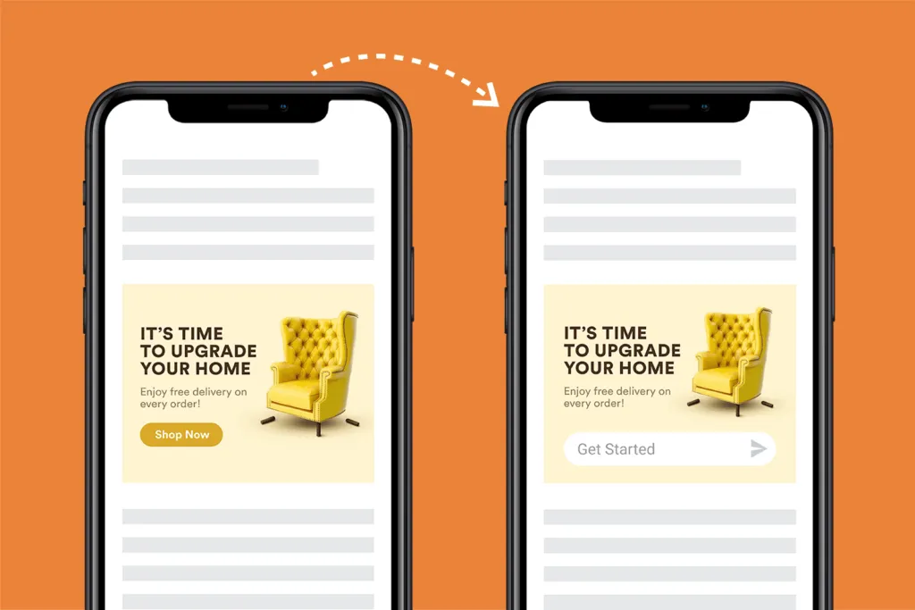 comparing traditional digital ad with a conversational ad