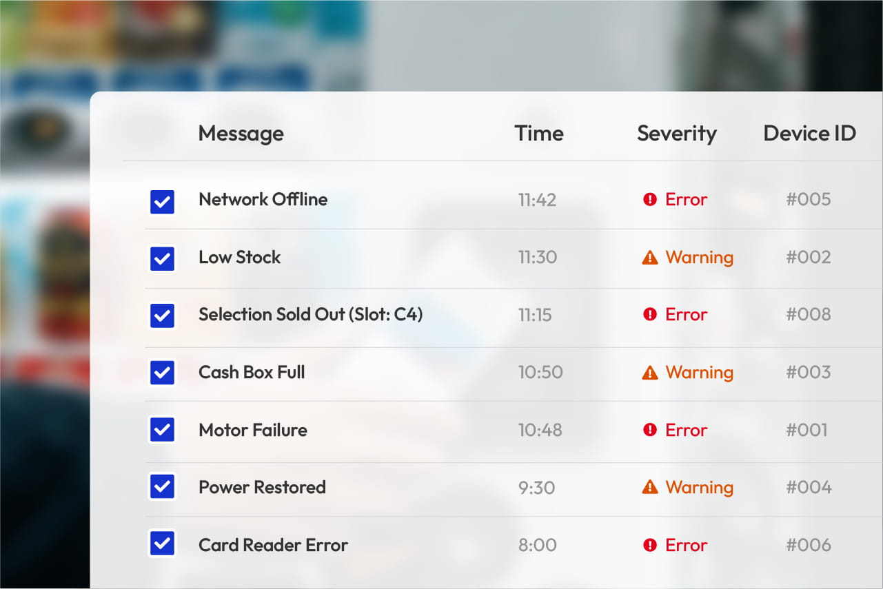 VendSolution Smart Vending Machine Management Solution - Operation Alert System