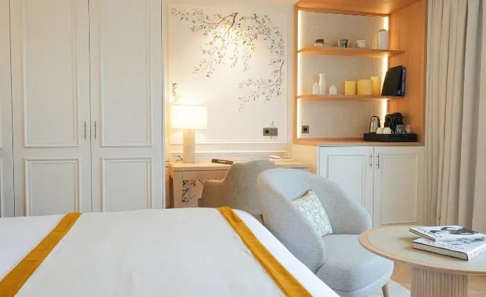 Superior-Zimmer im Relais d'Amboise, einem umweltfreundlichen Schlosshotel für einen Aufenthalt im Loiretal in Indre-et-Loire.