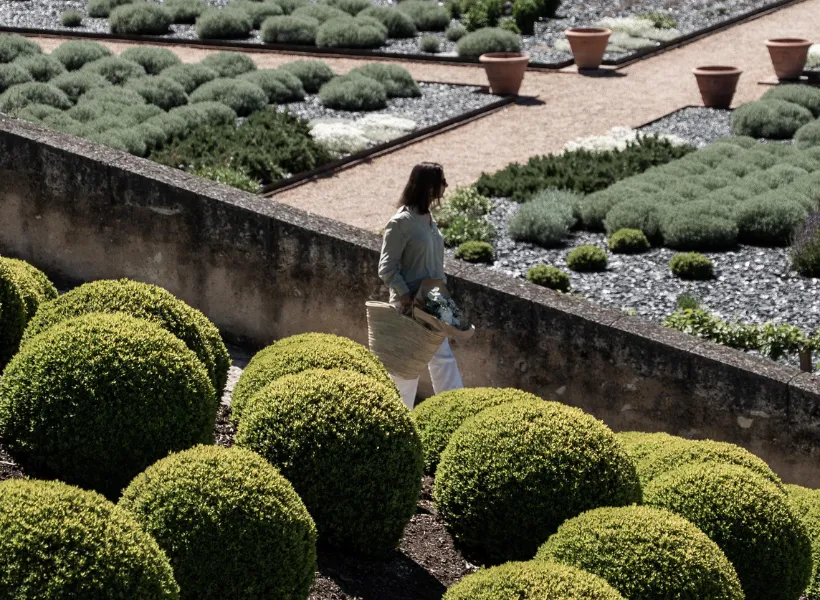 Promenade dans les jardins à la française d'un château de la Loire, à découvrir depuis le Relais d'Amboise, hôtel sur le circuit des Châteaux de la Loire.