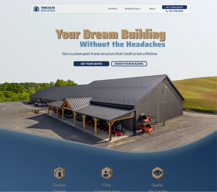 Mockup of the Tristate buildings website