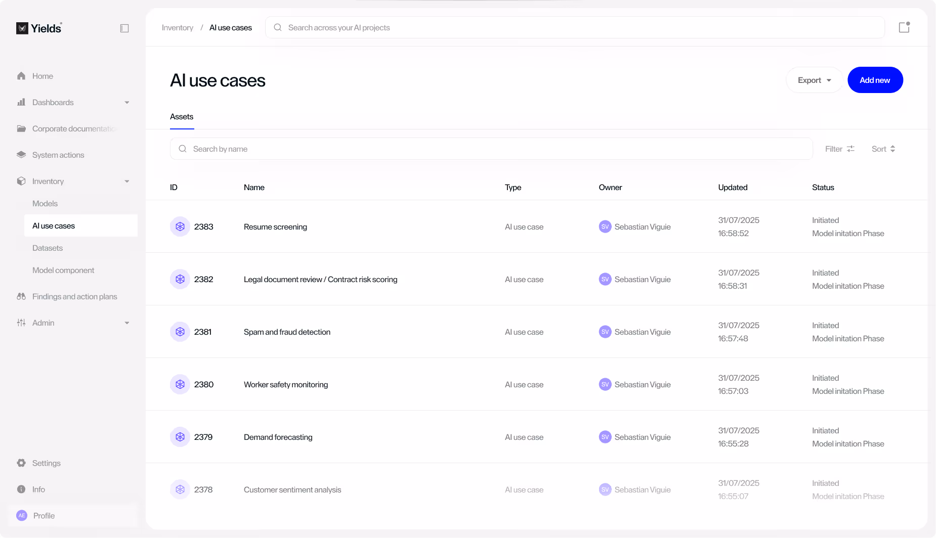 AI Inventory in AI Governance software