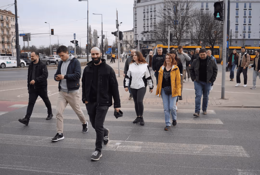 The Yields team walking in Warsaw