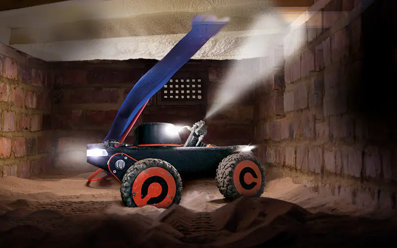 Robot isolation vide sanitaire espaces inaccessibles 30 cm - MVisolation technologie exclusive