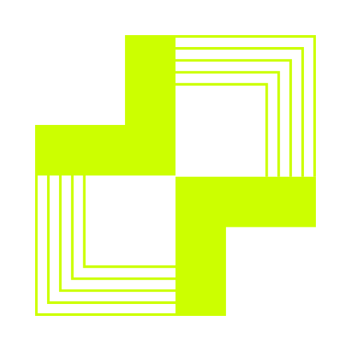 Lime green opposing right angle lines meeting shape