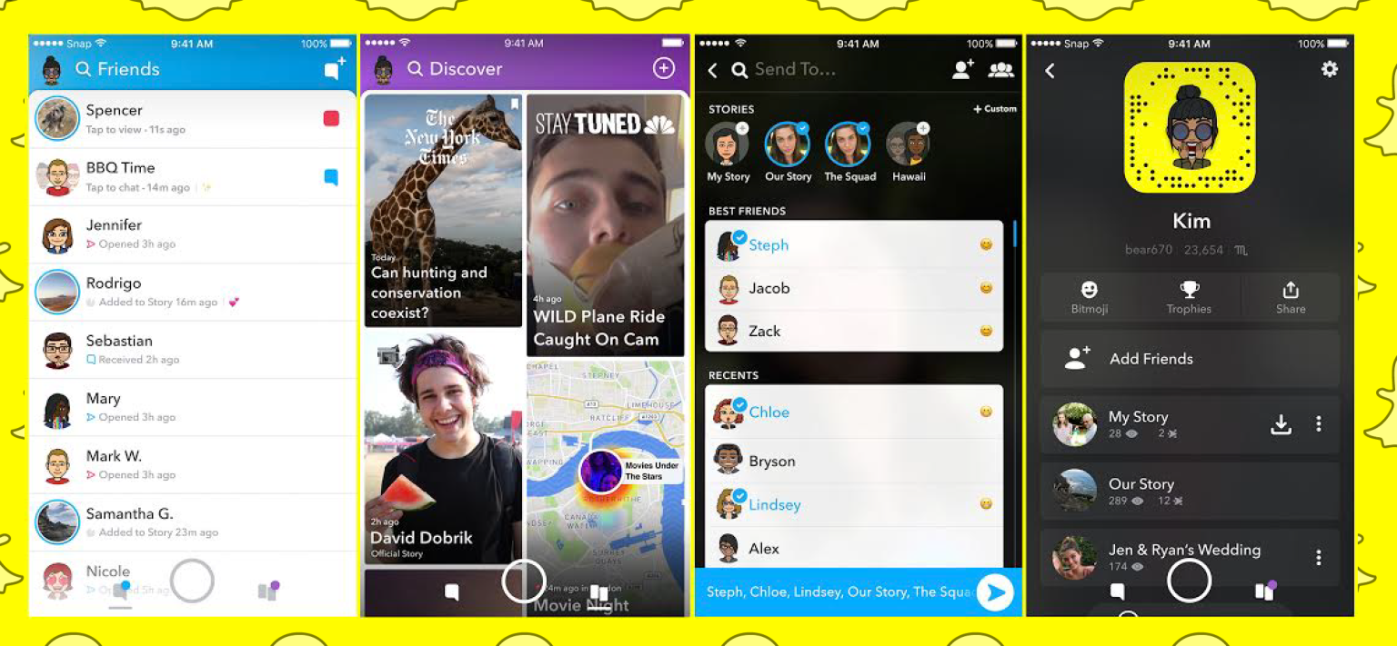 Screenshot of Snapchat redesign in 2018