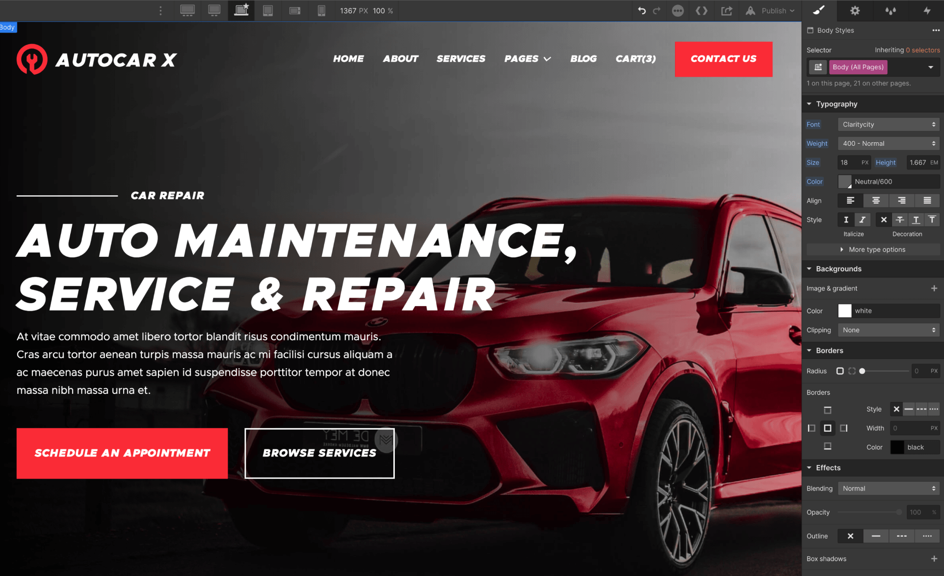 Typography - Autocar X Webflow Template