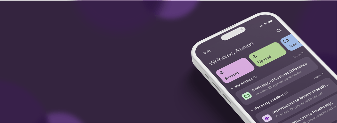 A purple background featuring a phone, opened to the home page of the Messenger Pigeon app.