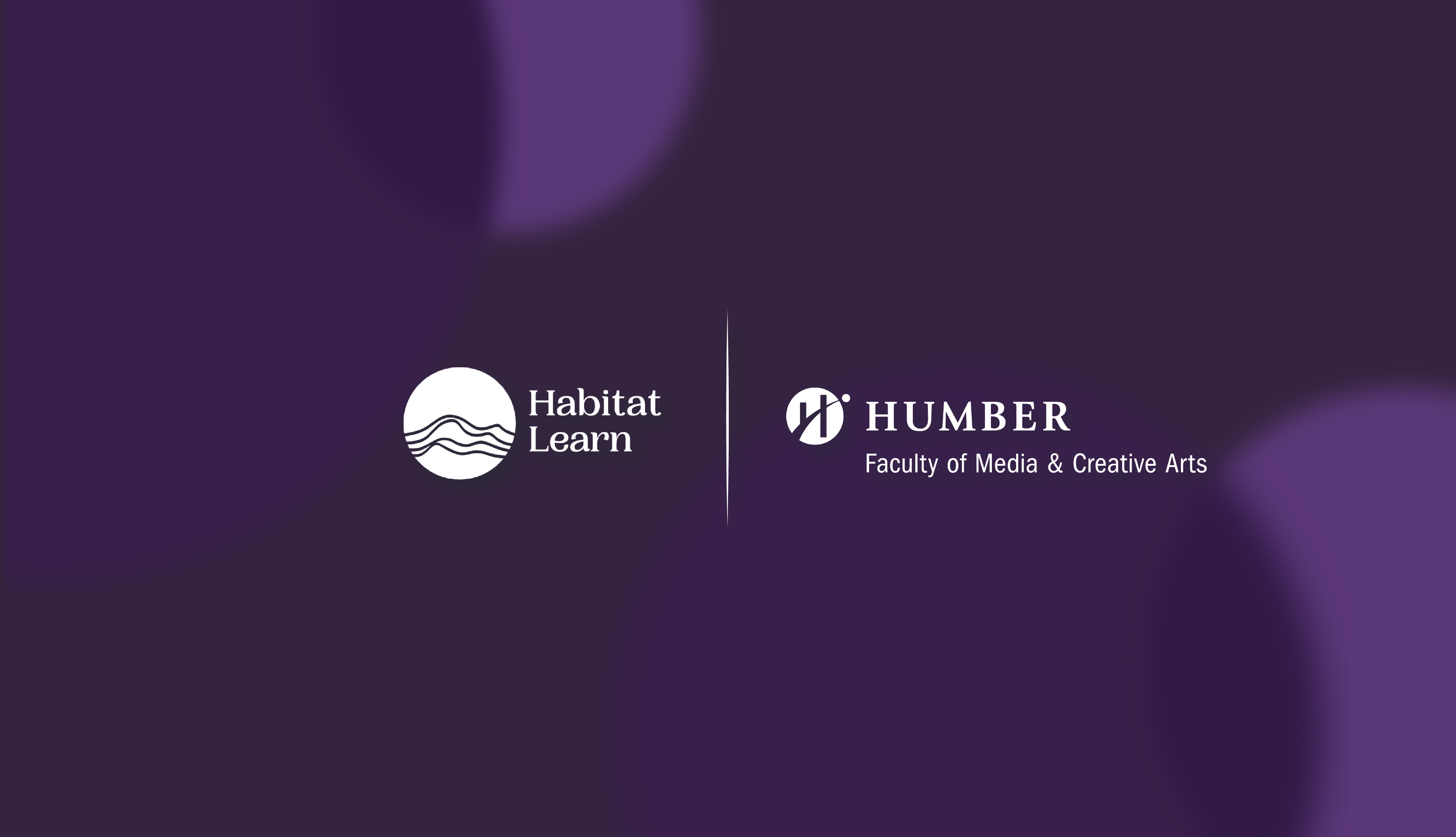 A purple background featuring the Habitat Learn logo and the Humber College logo.