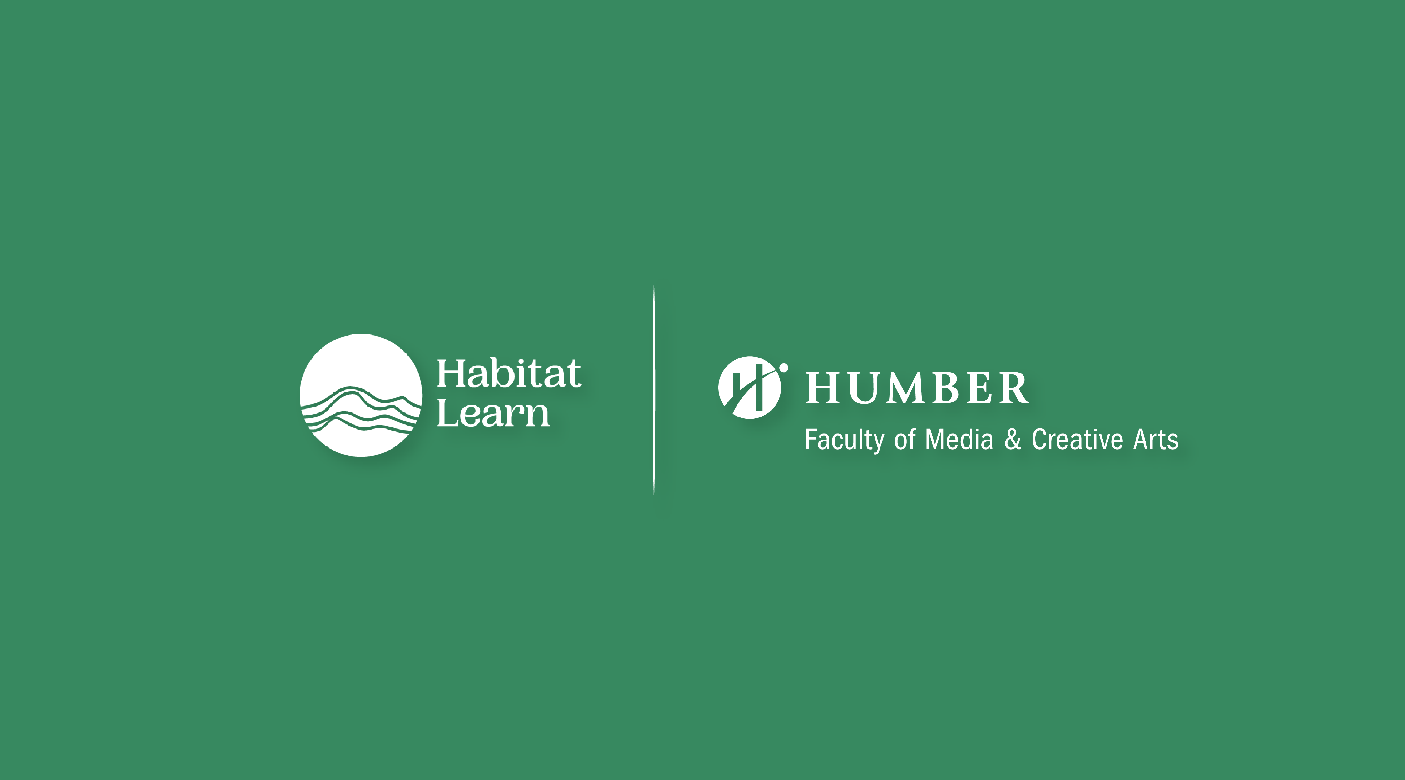 A green background featuring the Habitat Learn logo, as well as the Humber College logo.