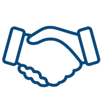 Handshake icon representing connection and motivating action