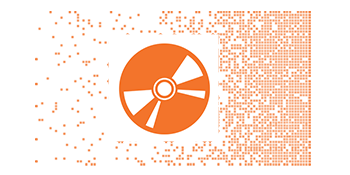 CD or DVD icon transitioning into digital pixels, symbolizing disc-to-digital conversion