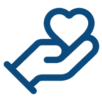 Hand holding a heart icon representing personal, careful handling of your media