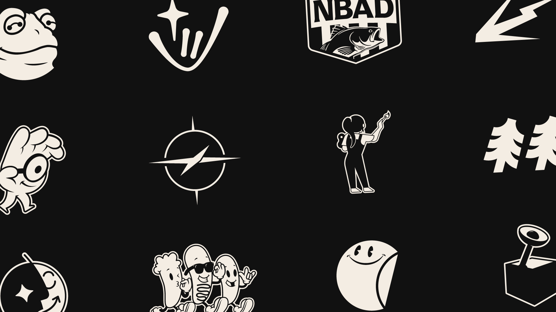 Selection of logo design samples from Fat Toad Studio's portfolio.