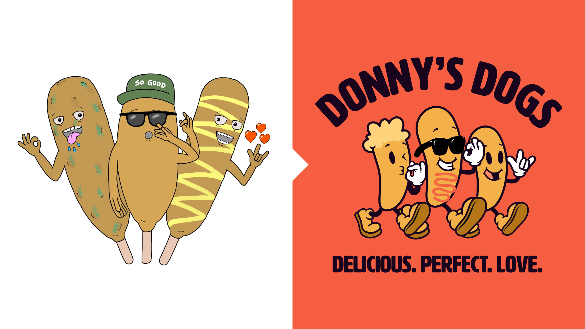 Donny's Dogs logo redesign: before-and-after comparison of the old mark and the new identity.