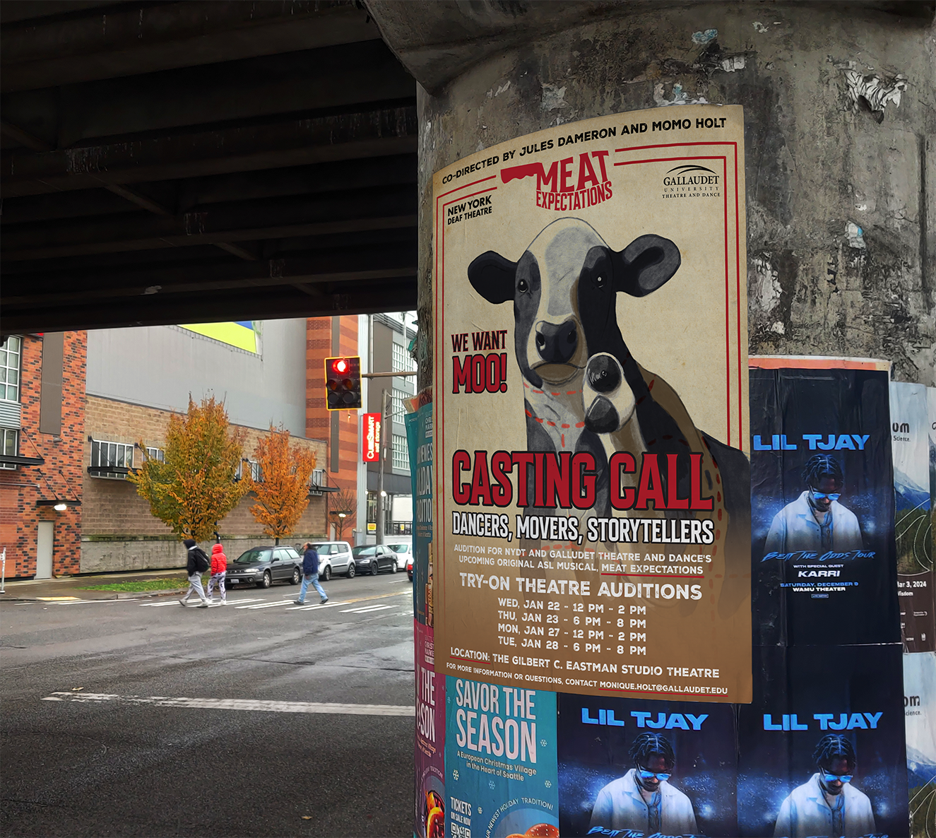 Illustration mockup applied to an urban street poster.