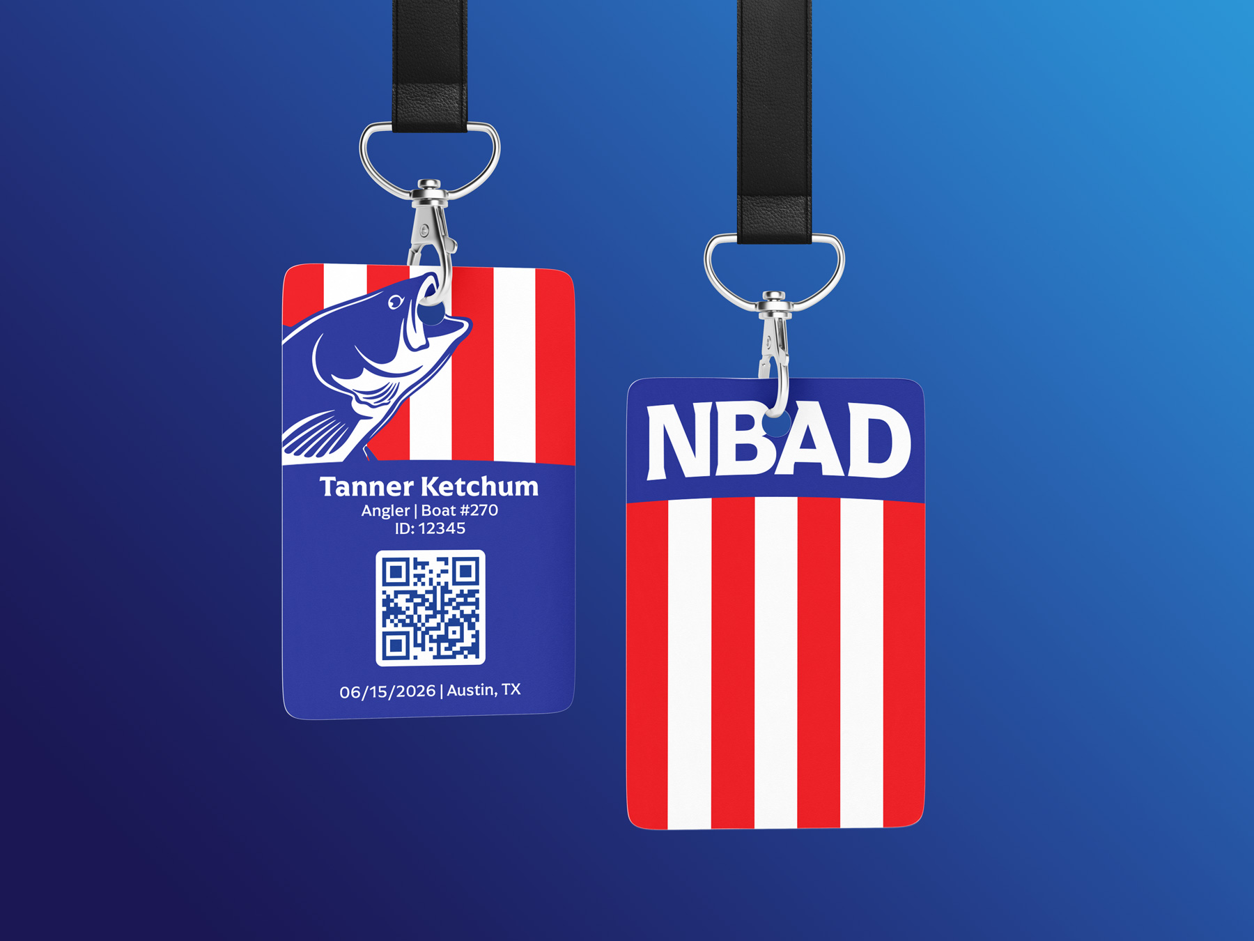 NBAD tournament ID badge featuring the redesigned logo.