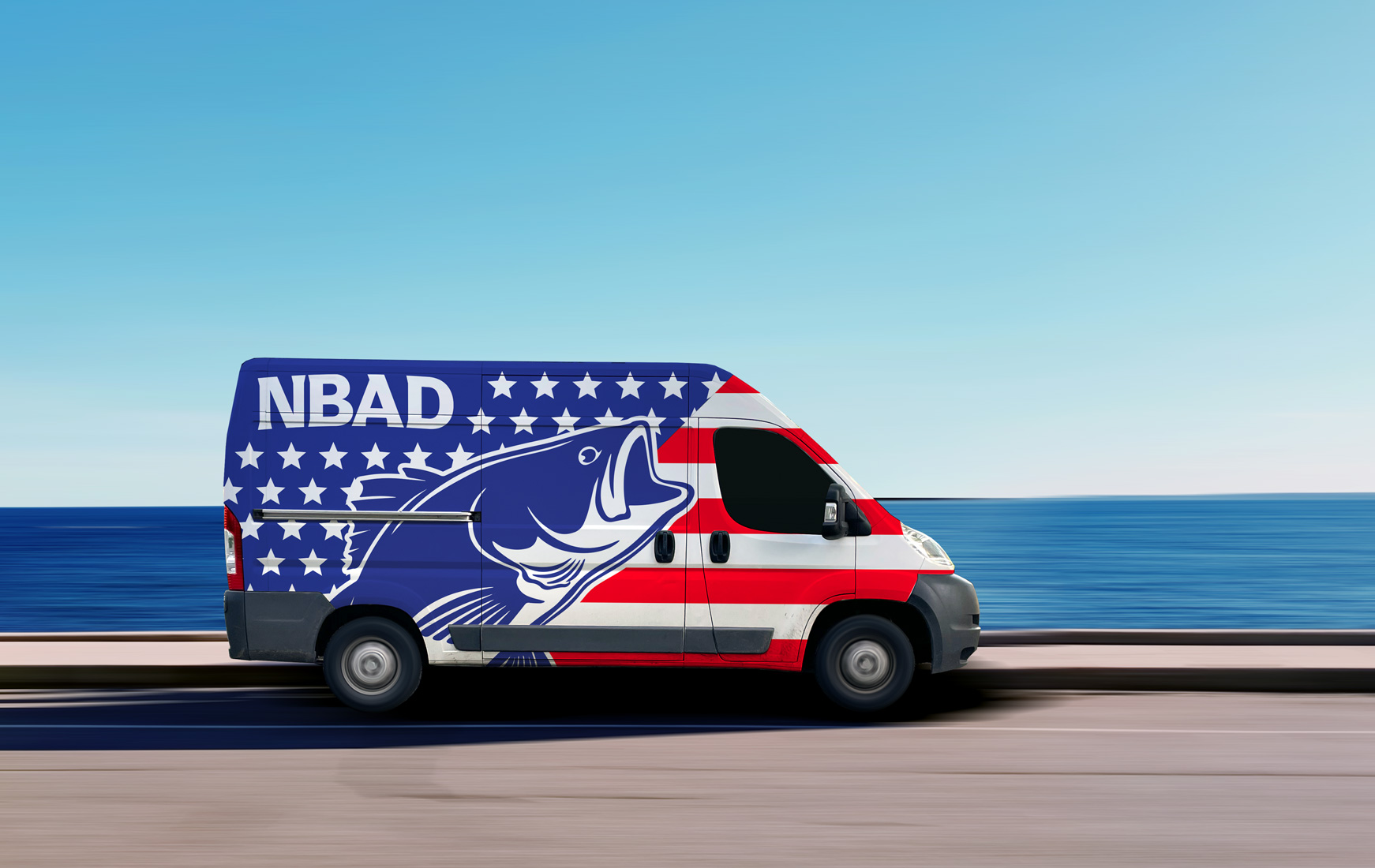 NBAD van wrap with the redesigned tournament branding applied across the full vehicle.