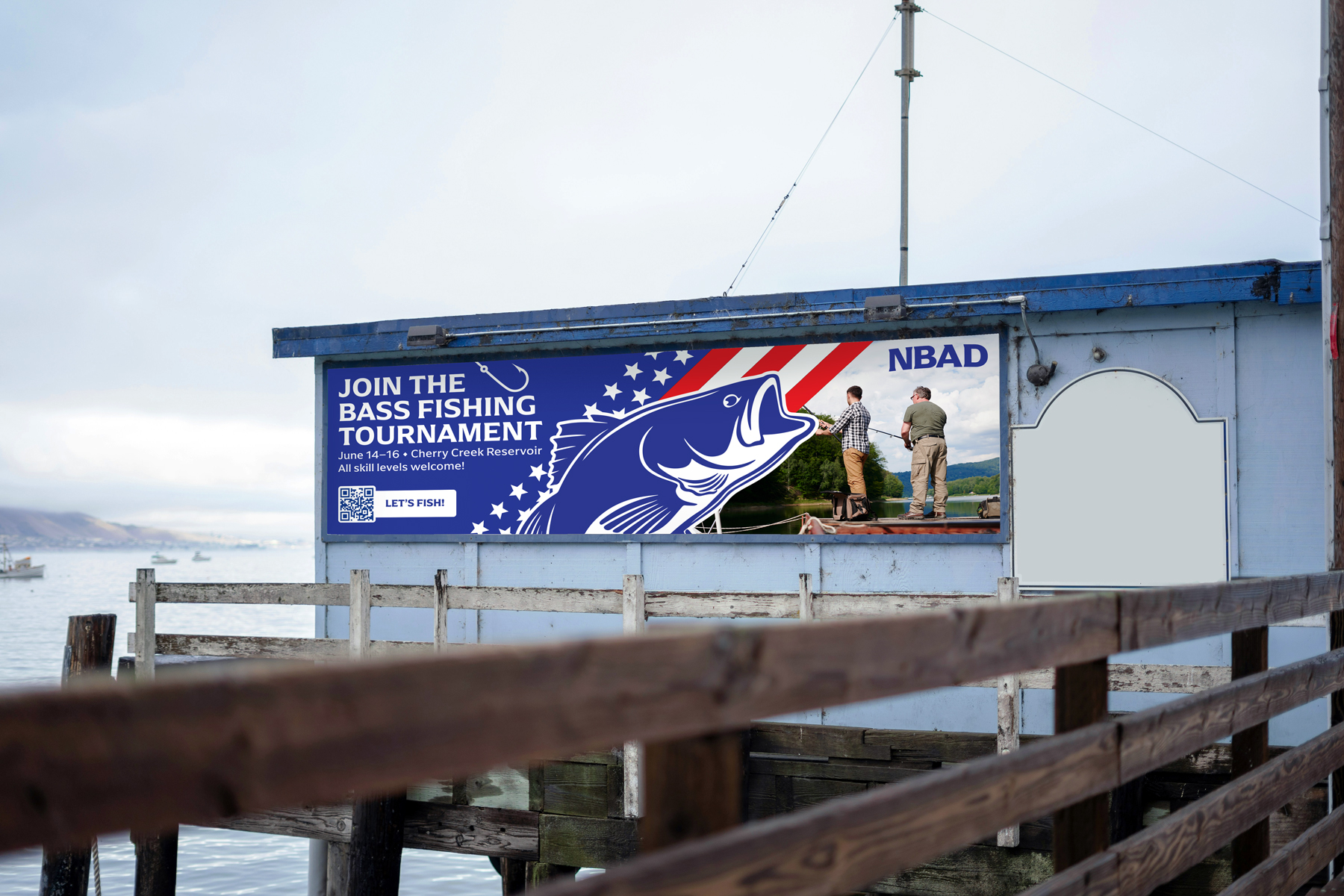 Outdoor billboard featuring the NBAD tournament branding.