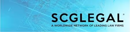 SCGLEGAL logo with tagline 'A worldwide network of leading law firms' on a blue gradient background with abstract lines.