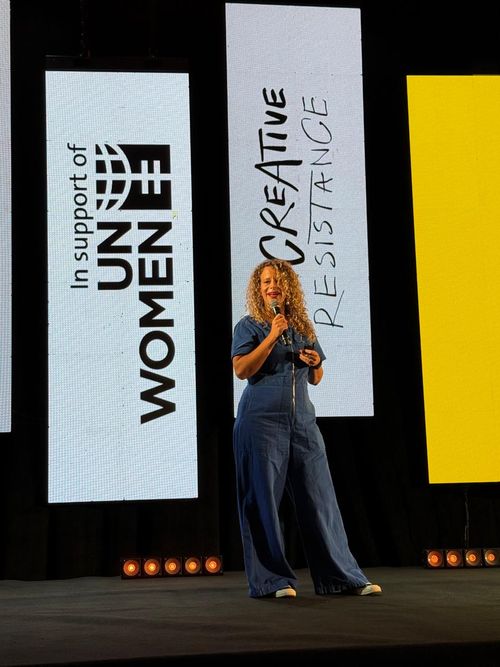 Rebecca Rowntree speaking in support of UN Women